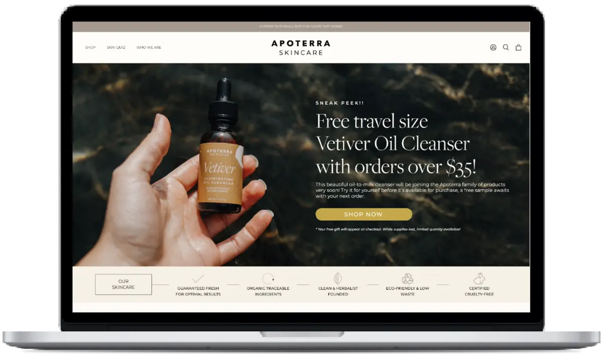 Laptop showing Shopify store